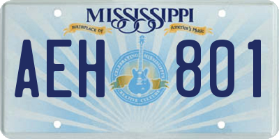MS license plate AEH801