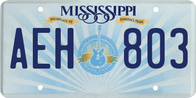 MS license plate AEH803