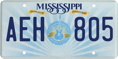 MS license plate AEH805