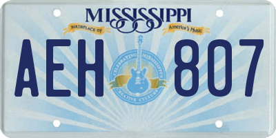 MS license plate AEH807