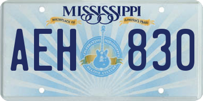 MS license plate AEH830