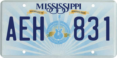 MS license plate AEH831
