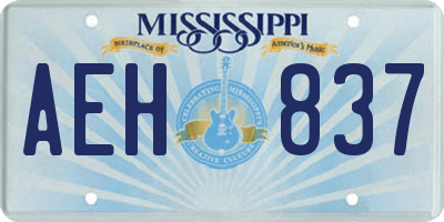 MS license plate AEH837