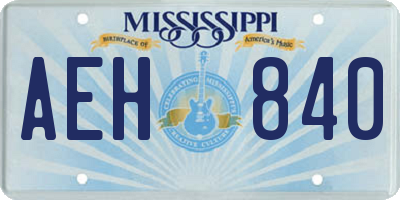 MS license plate AEH840