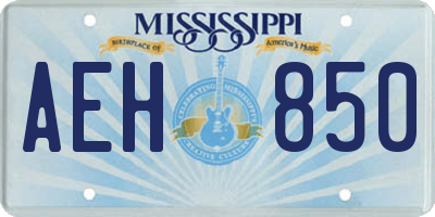 MS license plate AEH850