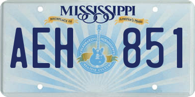 MS license plate AEH851