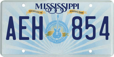 MS license plate AEH854