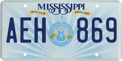 MS license plate AEH869