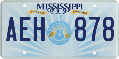 MS license plate AEH878