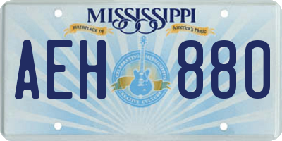 MS license plate AEH880