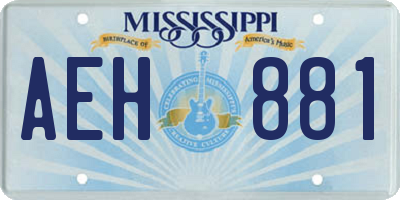 MS license plate AEH881