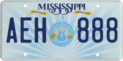 MS license plate AEH888