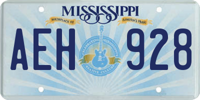 MS license plate AEH928