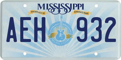 MS license plate AEH932