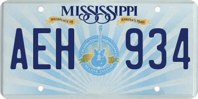 MS license plate AEH934