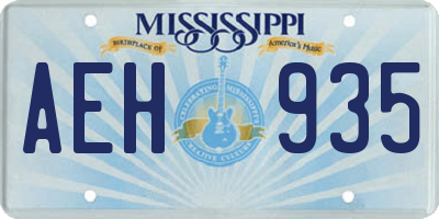 MS license plate AEH935