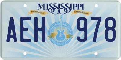 MS license plate AEH978