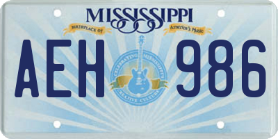 MS license plate AEH986
