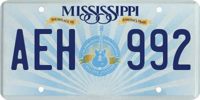 MS license plate AEH992