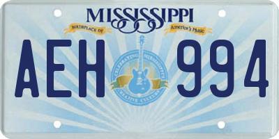 MS license plate AEH994