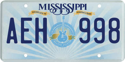 MS license plate AEH998