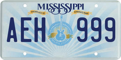 MS license plate AEH999