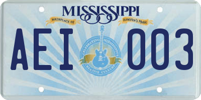 MS license plate AEI003