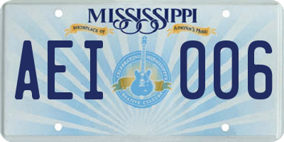 MS license plate AEI006