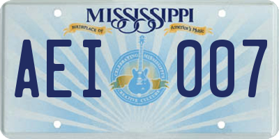 MS license plate AEI007