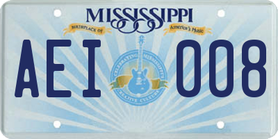MS license plate AEI008