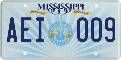 MS license plate AEI009