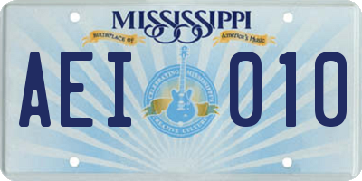 MS license plate AEI010