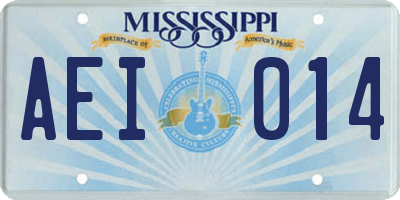 MS license plate AEI014