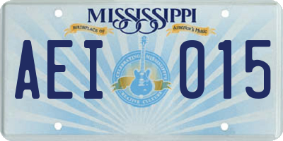 MS license plate AEI015