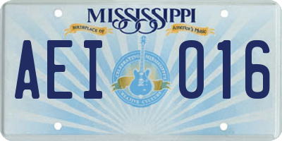 MS license plate AEI016