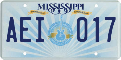 MS license plate AEI017