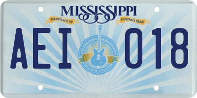 MS license plate AEI018
