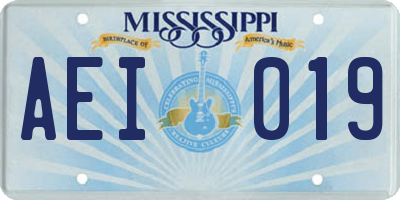 MS license plate AEI019