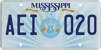 MS license plate AEI020