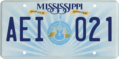 MS license plate AEI021