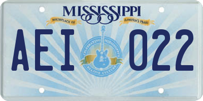 MS license plate AEI022
