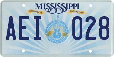 MS license plate AEI028