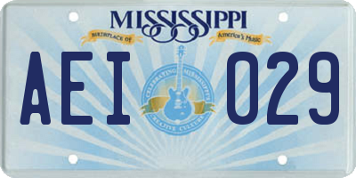 MS license plate AEI029