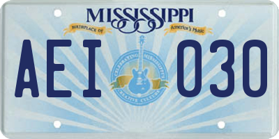 MS license plate AEI030
