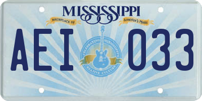 MS license plate AEI033