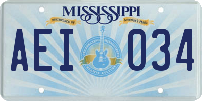 MS license plate AEI034