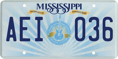 MS license plate AEI036