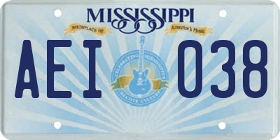 MS license plate AEI038