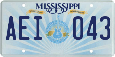 MS license plate AEI043
