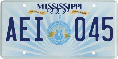 MS license plate AEI045